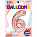 34-Inch Rose Gold Number 6 Foil Balloon