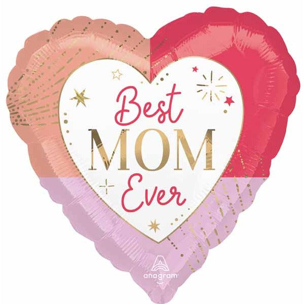 Best Mom Ever Colorful Heart Foil Balloon, 18 Inch