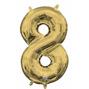 16" White Gold Number 8 Balloon