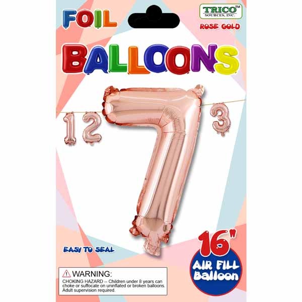 16-Inch Rose Gold Number 7 Foil Balloon