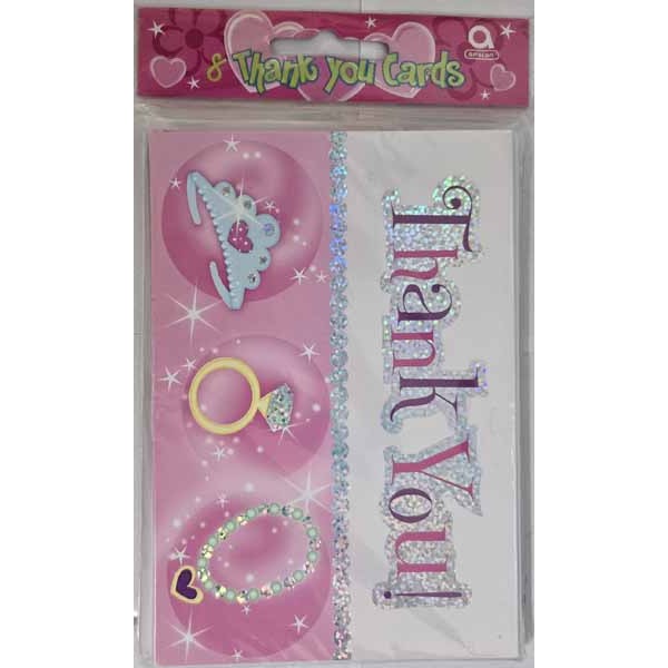 Princess Prismatic Thank You Cards, 8 Count