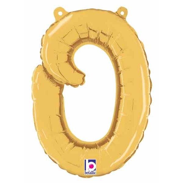 14" Gold Script Letter O Balloon
