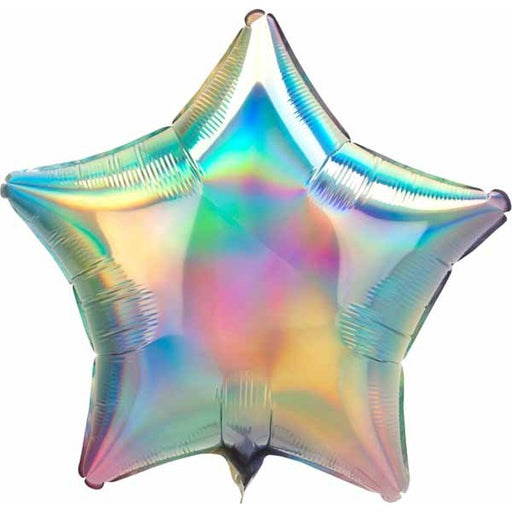 19" Iridescent Pastel Rainbow Star Foil Balloon