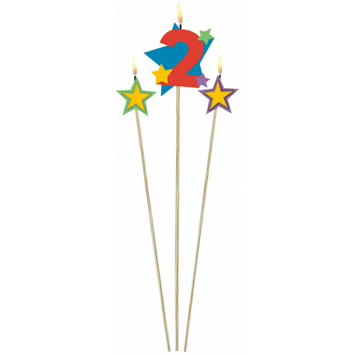 Number 2 Star Candle Stick (9/Pk)