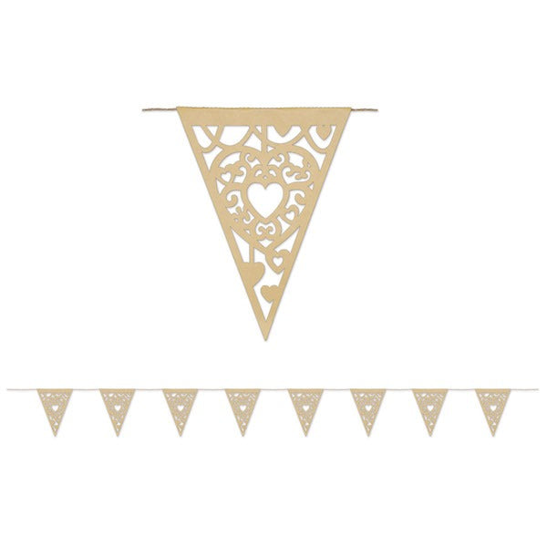 Kraft Paper Heart Pennant Banner, 12 ft