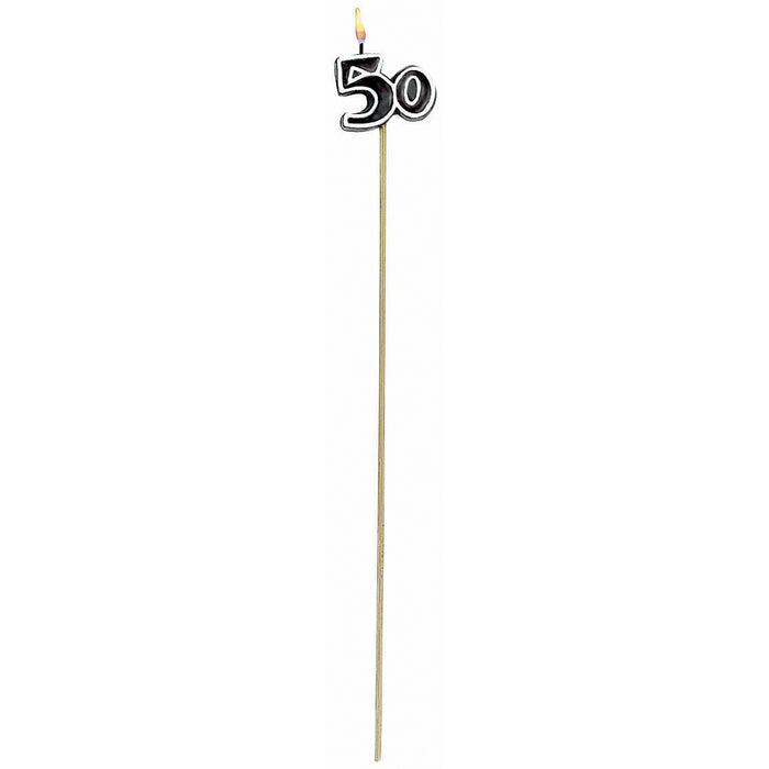 OH NO.50 CAKE CANDLE ON A STICK 6PK/12CS