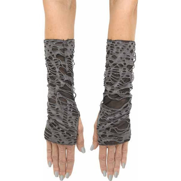 Adult Black Tattered Long Costume Mitts