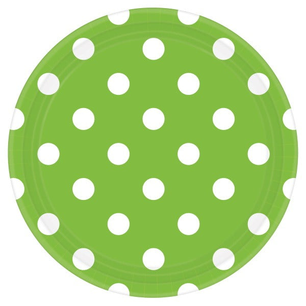 Kiwi Green Dots 7-Inch Round Paper Plates, 8 Count