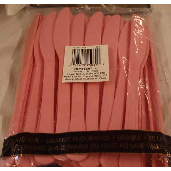 Pretty Pink Heavyweight Plastic Knives, 48 Count
