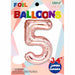 34-Inch Rose Gold Number 5 Foil Balloon