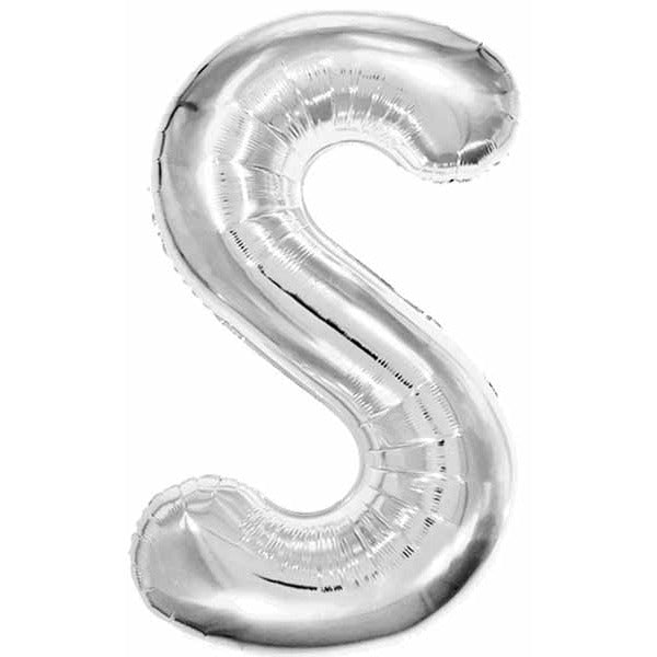 34-Inch Silver Letter S Foil Balloon