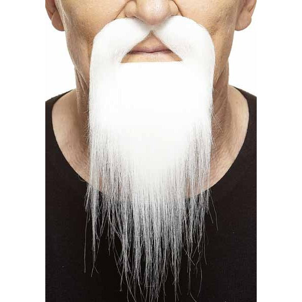 MOUSTACHE & BEARD WHITE 10X22CM