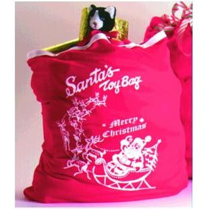 Red Tricot Santa Toy Bag