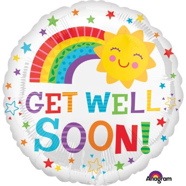 Get Well Happy Sun 18" Round Foil Balloon