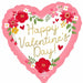 Happy Valentine's Day Floral Heart Foil Balloon, 18 Inch
