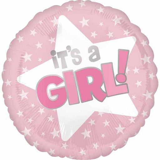 It's a Girl Pink Star Foil Balloon, 18 Inch