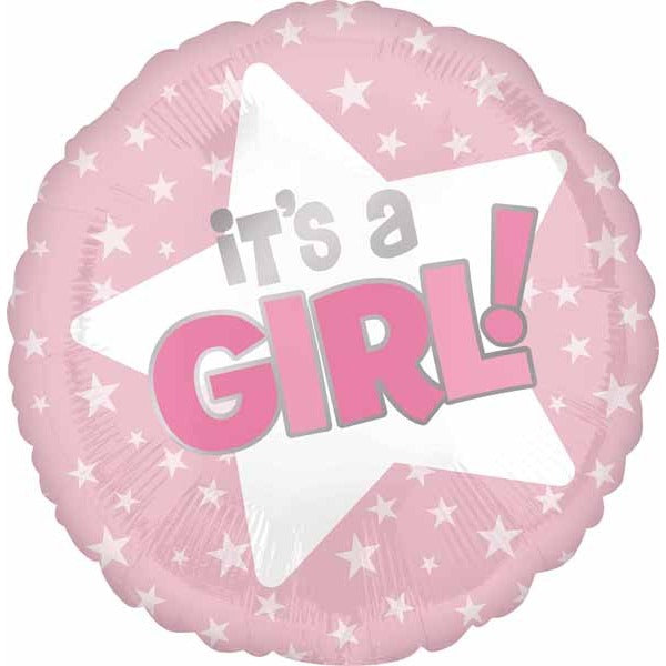 It's a Girl Pink Star Foil Balloon, 18 Inch