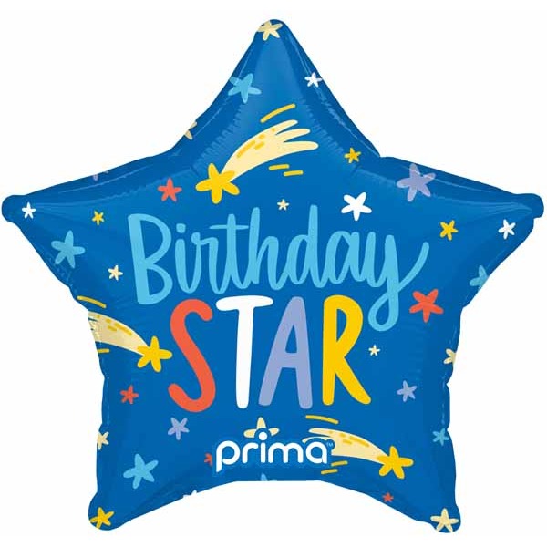 Prima Birthday Star 9" Star-Shaped Foil Balloons, 6 Pack