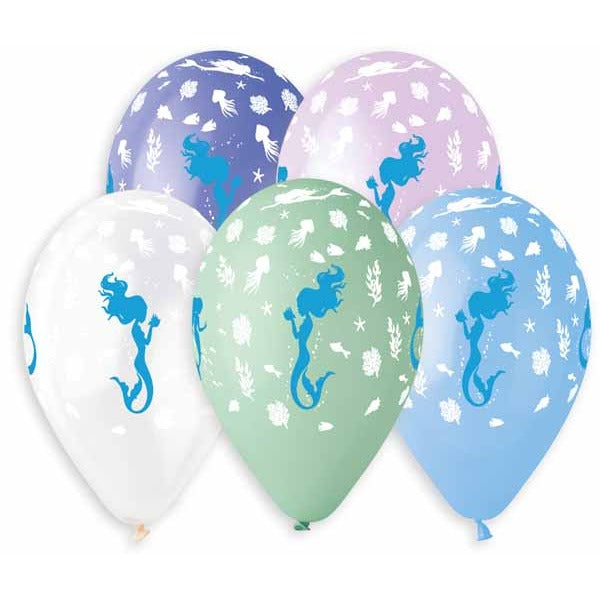 Gemar Sweet Mermaid 13-Inch Assorted Latex Balloons, 50 Count