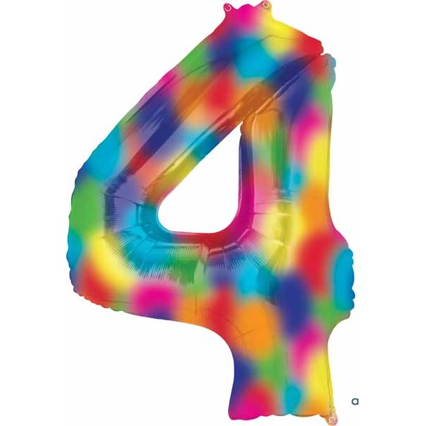 34" Rainbow Splash Number 4 Balloon
