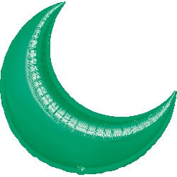 Green Crescent Foil Balloon, 35 in