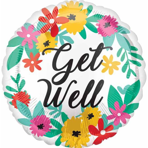 Floral Get Well 18 Inch Foil Balloon
