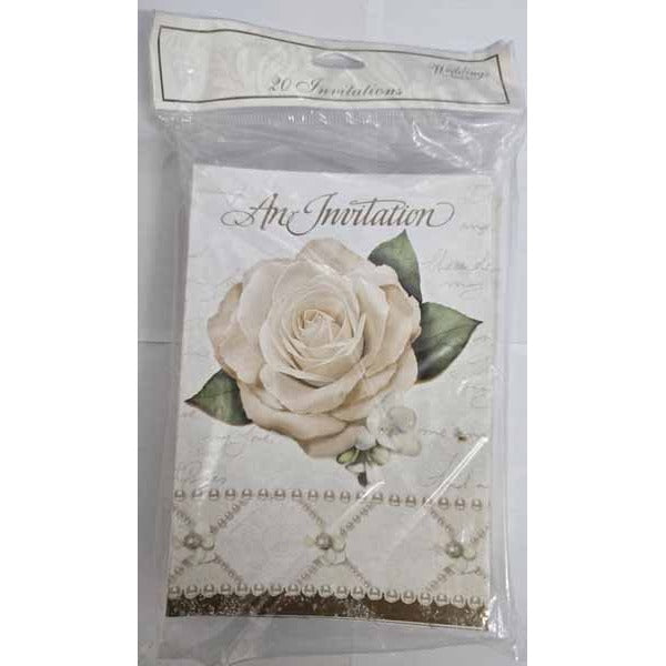 Petals & Pearls Folded Invitations, 20 Pack