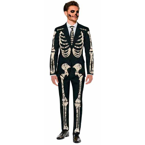 Suitmeister Men's Skeleton Grunge Black Suit, XX-Large