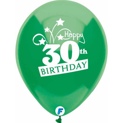 Funsational 12" Happy 30th Birthday Shooting Stars Latex Balloons (8/Pk)