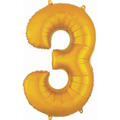 34 Inch Gold Number 3 Foil Balloon