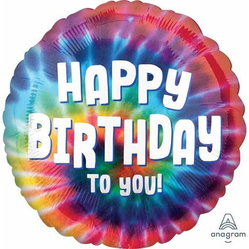 Tie Dye Birthday Round Foil Balloon, 18 Inch