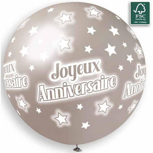 "31" Joyeux Anniversaire Silver Balloon By Gemar"