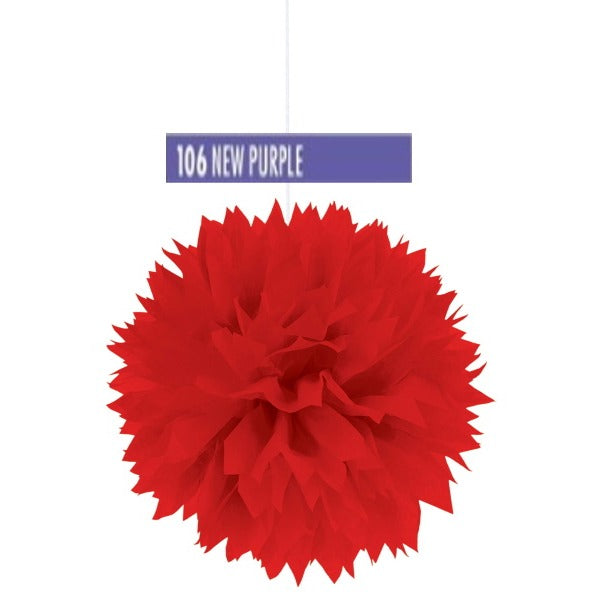 16" FLUFFY DECORATIO N NEW PURPLE 3/PK