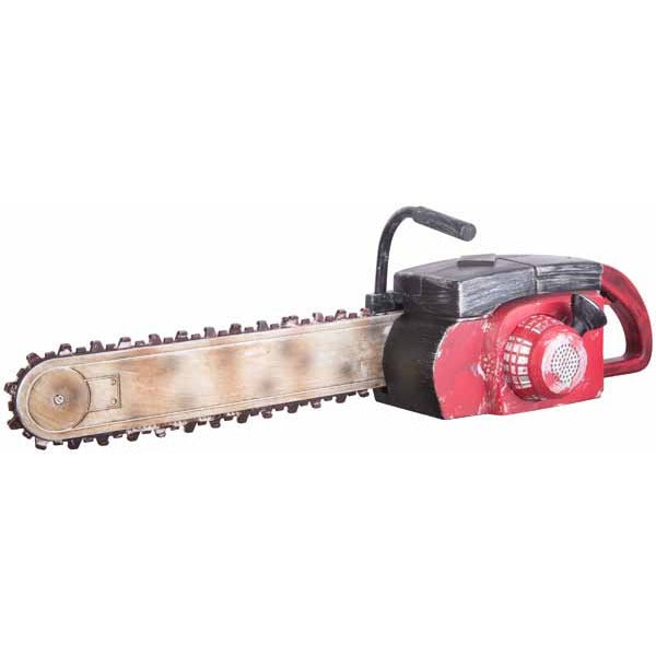 Red Rusted Animated Chainsaw Halloween Decor
