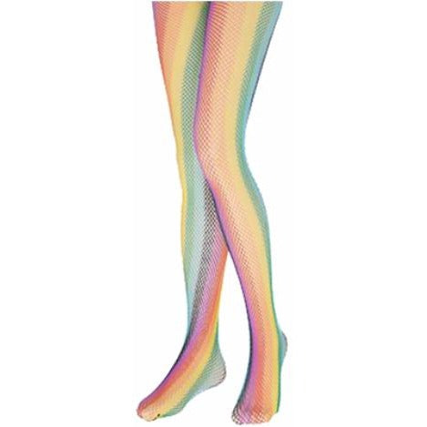 Rainbow Fishnet Tights, One Size