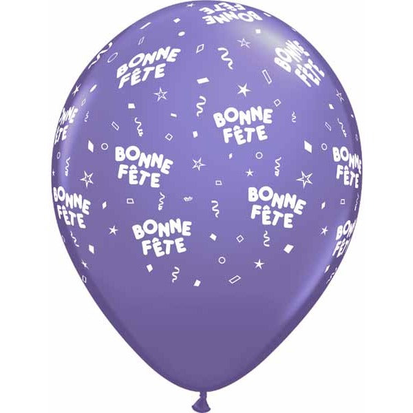 BONNE FETE ALL OVER 12" 50/BAG PURPLE