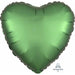 Emerald Green Satin Luxe Heart Foil Balloon, 18 Inch