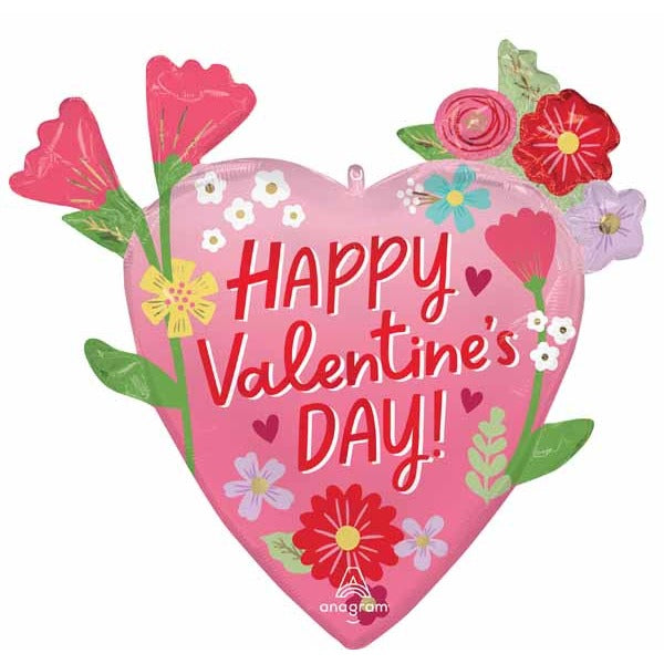Sending Flowers Valentine's Day Shaped Foil Balloon, 28 Inch
