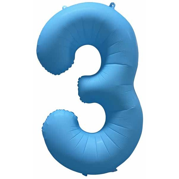 Decochamp 34" Neon Blue Number 3 Balloon