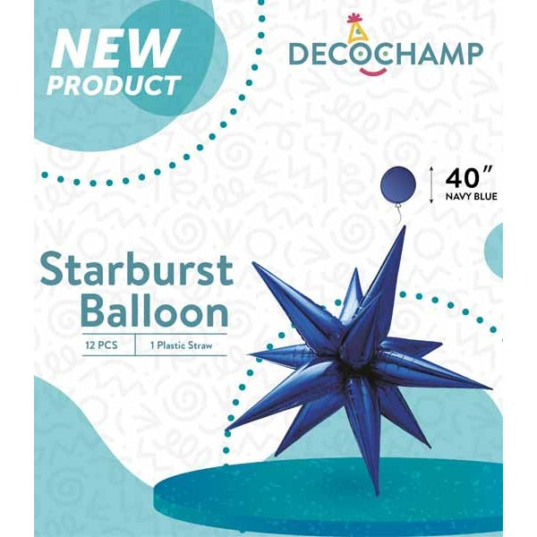 DecoChamp Navy Starburst Foil Balloon, 40 Inch
