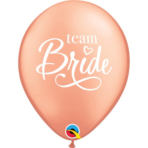 Team Bride Rose Gold 11-Inch Latex Balloons, 50 Count