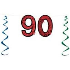 Glittered Number 90 Streamer, 15 Inches x 7 Feet