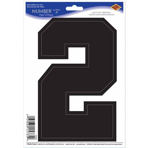 Black Number 2 Peel N Place Decoration