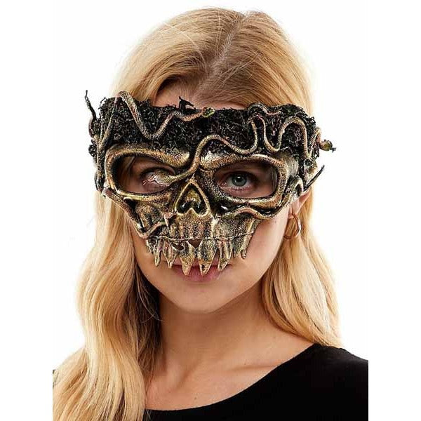 Woodland Voodoo Green Skull Half Mask