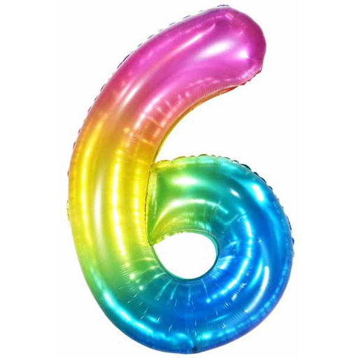 34" Number Balloon #6 Jelly Rainbow