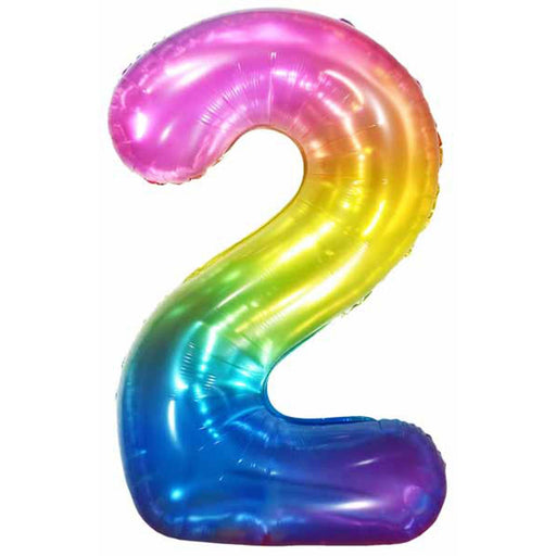 34" Number Balloon #2 Jelly Rainbow - Colorful Party Decoration