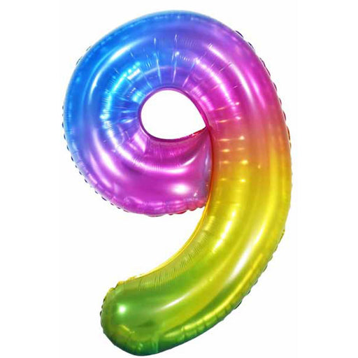 34" Number Balloon #9 Jelly Rainbow - Vibrant And Festive!