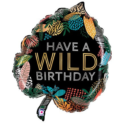 Wild Birthday Tropical Leaf Shaped Foil Balloon