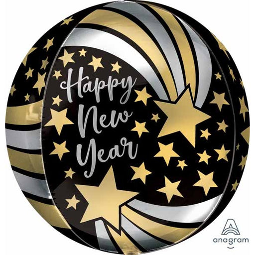 Happy New Year Shooting Stars 16" Orbz Foil Balloon