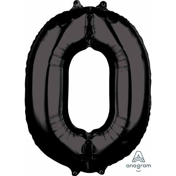 26-Inch Black Number 0 Balloon